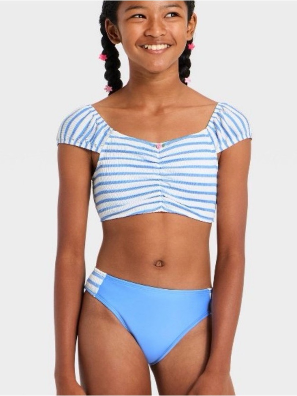 art class Blue & White Striped Girls Two-Piece Swim Set